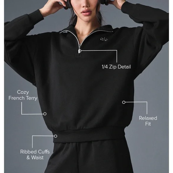 ALO Yoga Black Zip-Up Sweater - Picture 5 of 5